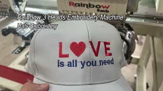 RainbowEmb 3 Heads Embroidery Machine Hats And Flat Embroidery
