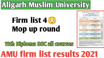 AMU firm list results 2021 AMU mop up round results 2021 AMU 11th diploma BSC all courses