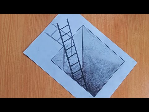 How to Draw a 3D Ladder _ Rongtuli Pencil _ How to Draw Ladder Optical Illusion