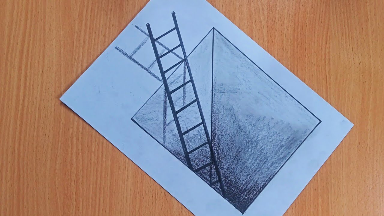 How to Draw a 3D Ladder _ Rongtuli Pencil _ How to Draw Ladder Optical Illusion