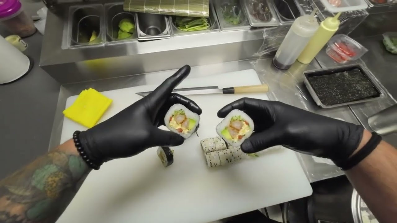 How to make Sushi with Salmon and Avocado by Sushi man Santosh 