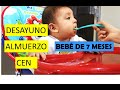 Qué come mi bebe de 7 meses en un día | Desayuno, almuerzo, cena | Alimentacion Complementaria