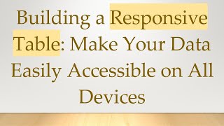 Celebrity Building a Responsive Table: Make Your Data Easily Accessible on All Devices Profile