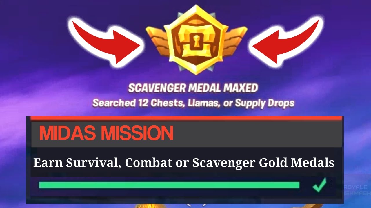 Earn Survival Combat Or Scavenger Gold Medals Fortnite Midas