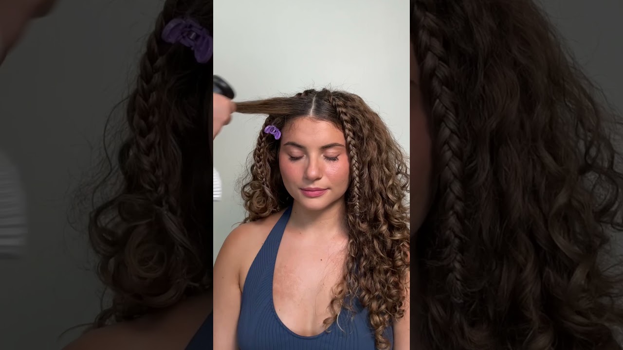 BRAIDED HALF UP HALF DOWN CURLY HAIRSTYLE IDEA FOR THE SUMMER ☀️
