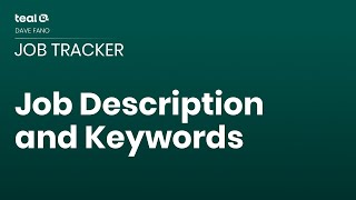 Job Description and Keywords - Job Tracker