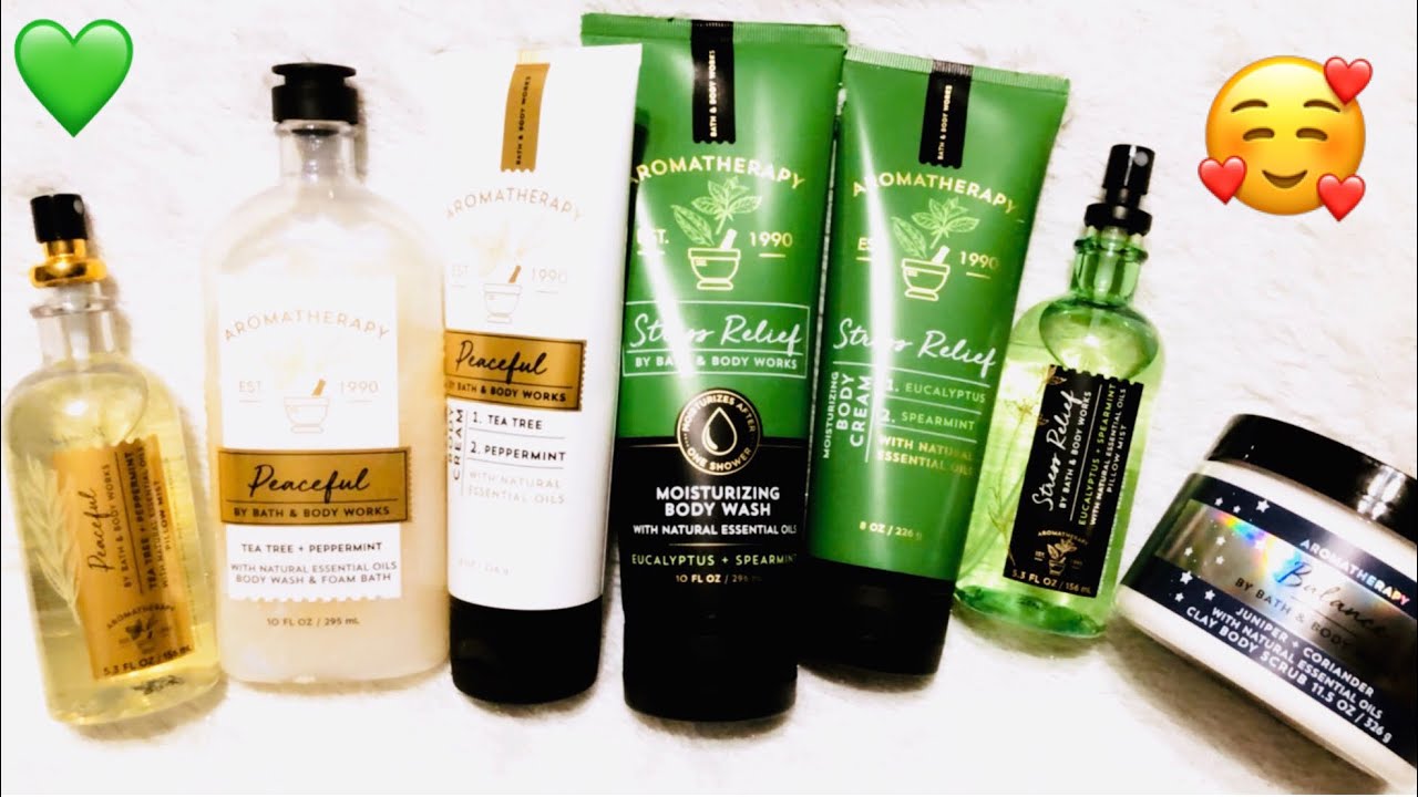 BATH & BODY WORKS.... Aromatherapy Stress Relief & Peaceful Line Review!!!! YouTube