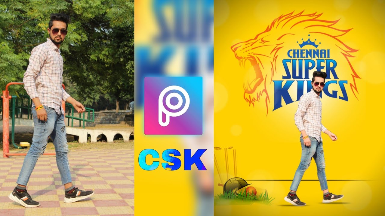 CSK creative photo Editing in picsart  / viral tutorial / cricket  photo Editing by EHTASHAM EDITZ..