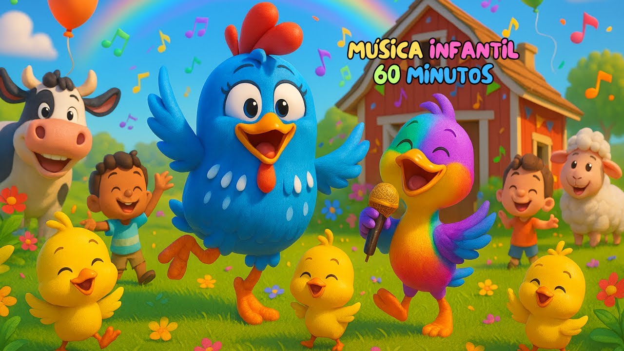 Dança da Galinha Pintadinha na Fazenda | Canção do Patinho Colorido | Música e Desenho Infantil |