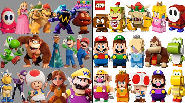 Mario Galaxy Movie Characters vs Mario Party 10 Credits vs LEGO