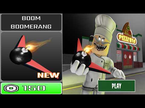 Escape Papa Pizza's Pizzeria! (SCARY OBBY) - All Jumpscare - Unlock New Items: Boom Boomerang