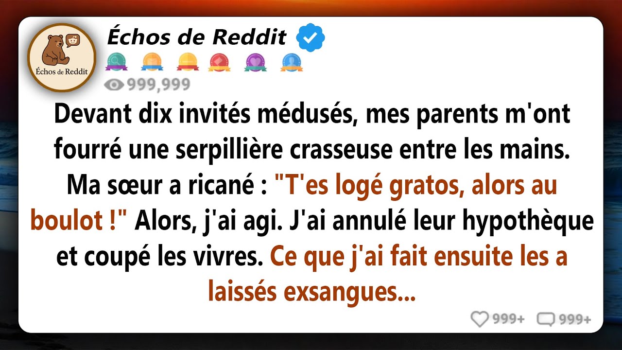 À la dinde de Thanksgiving, mes parents m'ont tendu une serpillière et m'ont dit : « pas de travail