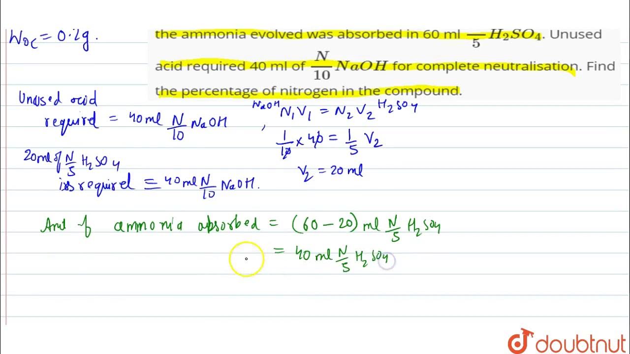 0.2 gm of an organic compound was analysed by kjeldahl's method the