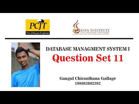 Question Set 11 | Database Management System | Java Institute | Gangul Gallage