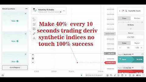 Make 40%  every 10 seconds trading deriv synthetic indices no touch 100% success