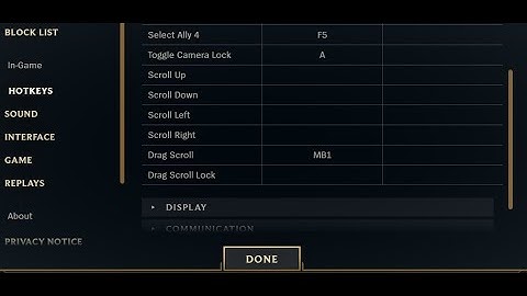 League of Legends, Change the Drag Scroll Camera Setting to Left Click (MB1).