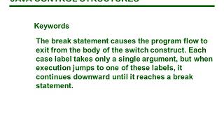 Java Flow Controls Lesson 4 Information