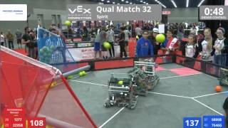 VEX Worlds 2016 - VRC Middle School - Spirit - Qual 32 (1277 2235B) 200 vs 158 (6800B 7646G)