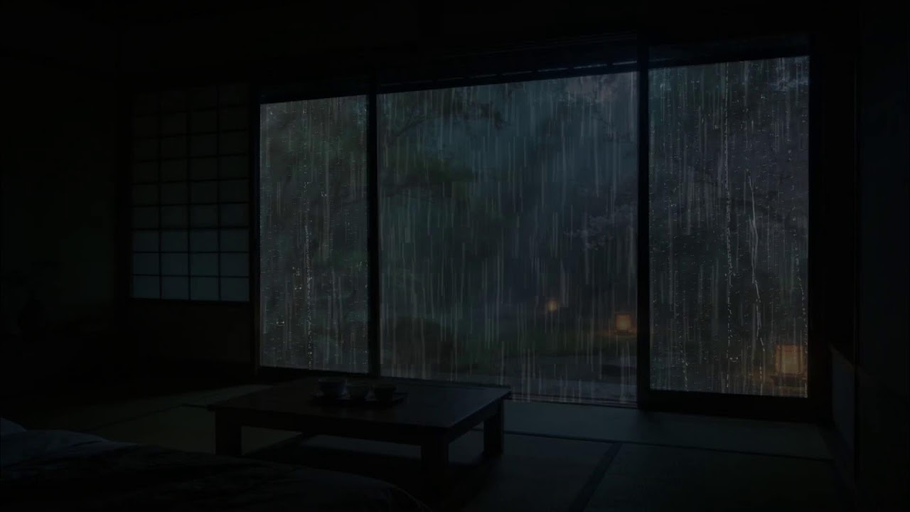 Rain Sounds & Thunder in Forest for Sleeping 🌧 Peaceful Dark Bedroom Ambience for Deep Sleep