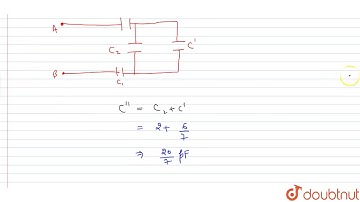If `C_(1) = 3 pF` and `C_(2) = 2 pF`, calculate the equivalent capacitance of the network