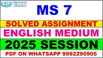 MS 7 solved assignment 2025 in English || ms 7 solved assignment 2025 || ignou ms7 2025