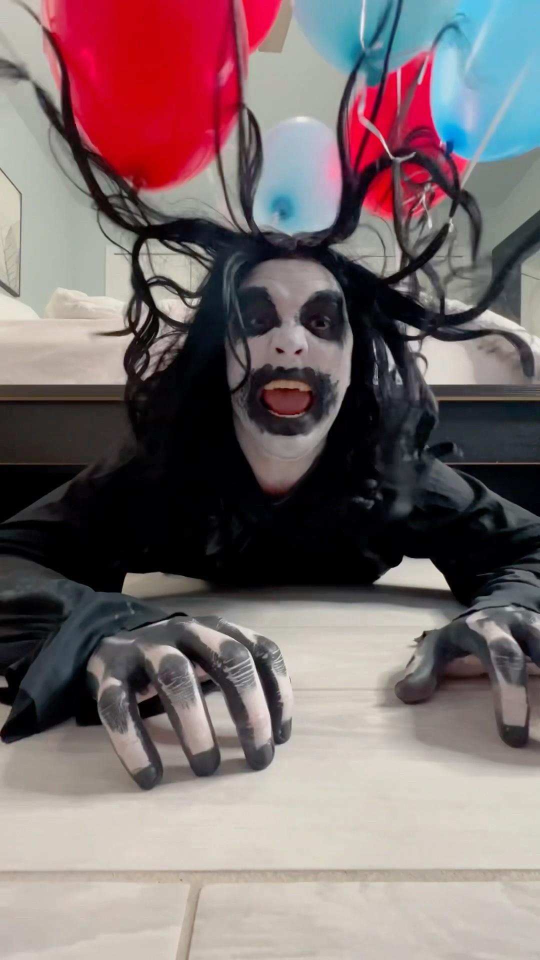Monster wakes up with balloons in the hair ? #shorts
