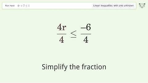 Solving Linear Inequalities: 4r+7 is Smaller Than or Equal to 1