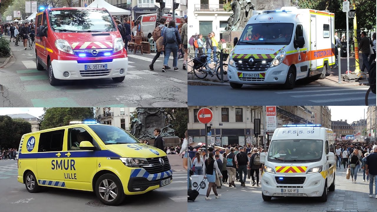 (Compilation) Services de secours en urgence lors de la Braderie de Lille