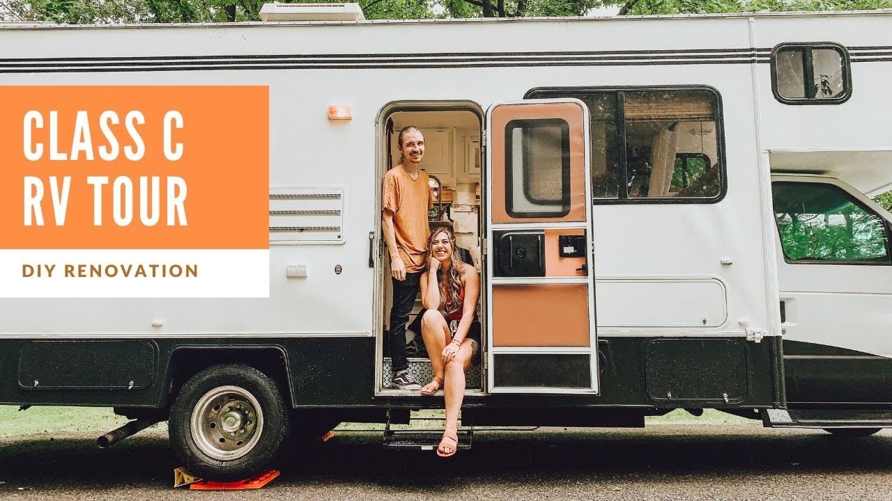 RV TOUR Couple Lives and Travels in a Remodeled Class C Motorhome YouTube