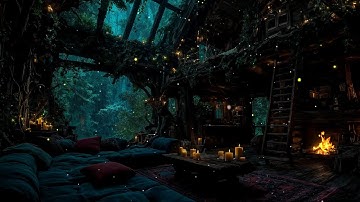 ✨ Enchanted Forest Hideaway | Crackling Fire, Fireflies & Mystic Stream Sounds for Deep Relaxation