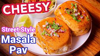 Cheesy Masala Pav Recipe - Quick Street Food at Home | Pav Bhaji Masala Stuffed Pav
