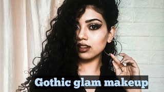 Indian girl tries Gothic  makeup | Gothic glam makeup | Makeup Transformation