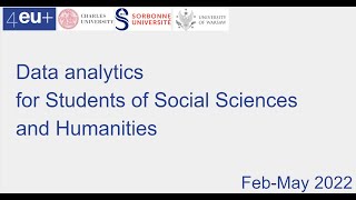 Data Analytics for Students of Social Studies and Humanities #7