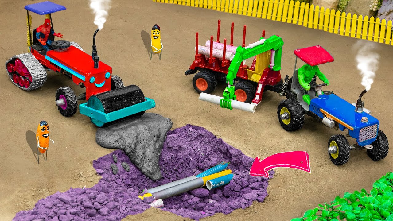 Make your own excavator, tractor, mini bulldozer | Repair and install drainage lines | Road rollers