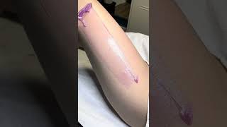 Full leg wax with hard wax no strips #youtubeshorts #hairremoval #waxing #satisfying #fyp #beauty