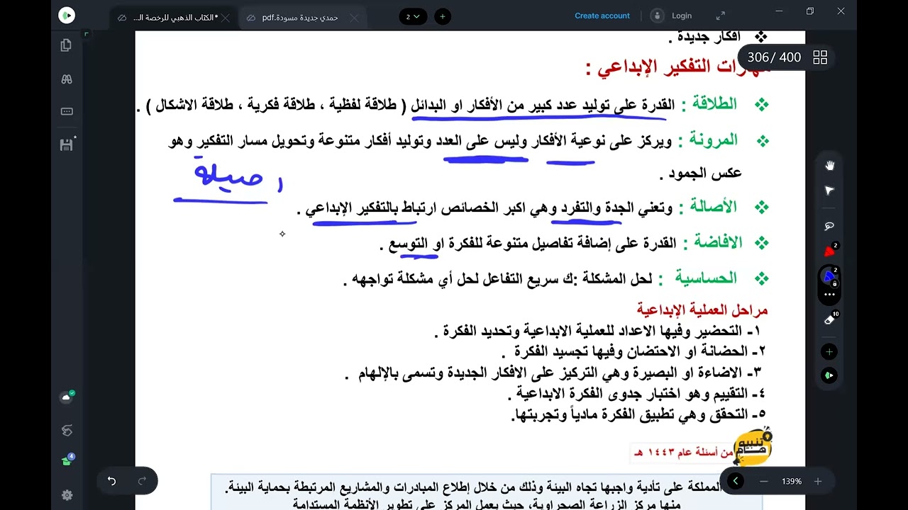 الرخصة المهنية العام ( التفكير الابداعي ) @hamdedk