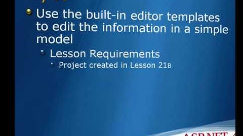 Lesson 22B - Editor Templates in MVC