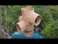 30Day We Building Private Bamboo House With Tunnel Swimming Pools