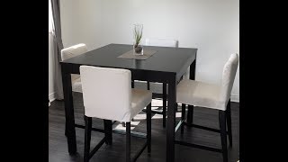 iKEA HENRIKSDAL Bar stool with backrest, brown-black, Gräsbo white BJURSTA Bar table, brown-black ASSEMBLY.