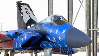 F-15C Eagles Engine Start Ups, Afterburner Takeoffs, Flybys And Recoveries Fresno Ang