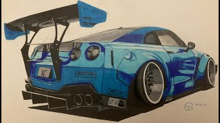 Nissan GTR Liberty Walk - Timelapse Drawing