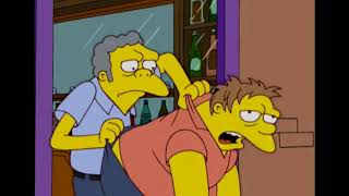 Moe saca a barney de bar Los simpsons  - origen del meme
