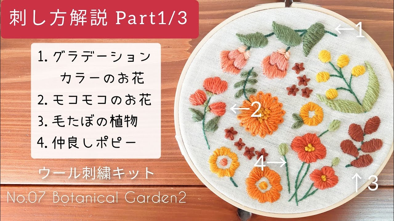 刺繍キット図案No.07 Botanical Garden2 刺し方解説動画【Part 1/3