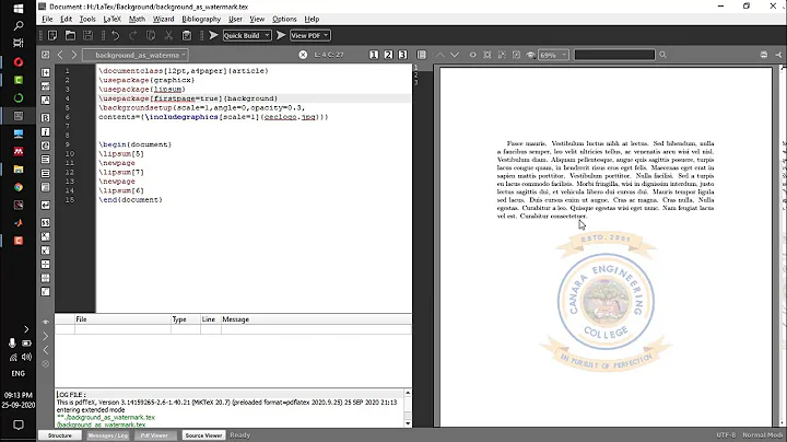 How to put watermark/background image for selective pages in LaTex Document.