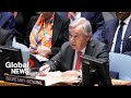 UN chief condemns Israel&#39;s “clear violations” of international law in Gaza during address to UNSC