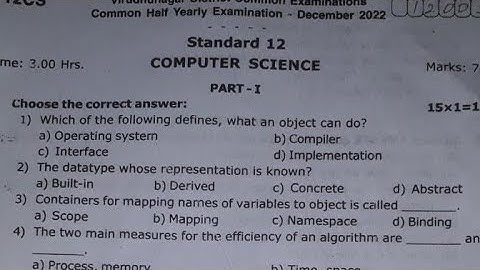 12th computer science half yearly exam original question paper2022|virudhungar district|