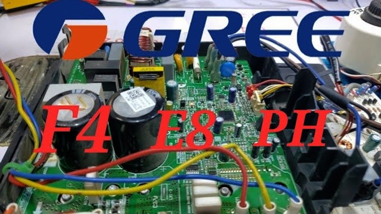 Gree DC inverter AC F4 error E8 error PH error code AC PCB - YouTube