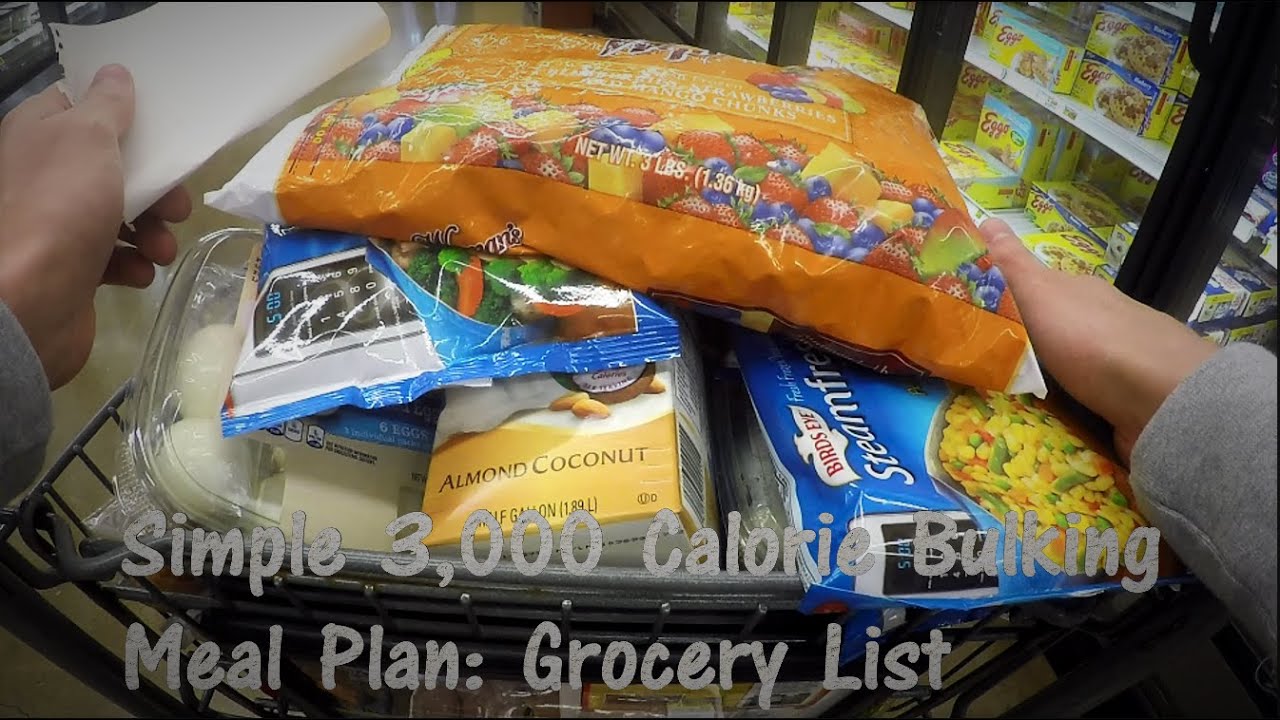 Simple 3 000 Calorie Bulking Meal Plan Grocery List YouTube