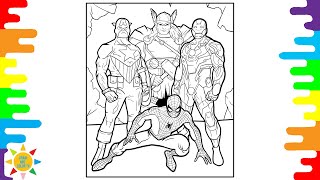Avengers Coloring Pages | Spider-Man With Thor Captain-America And Iron-Man Ciloring Pages Avengers Coloring Pages | Spider-Man With Thor Captain-America And Iron-Man Ciloring Pages