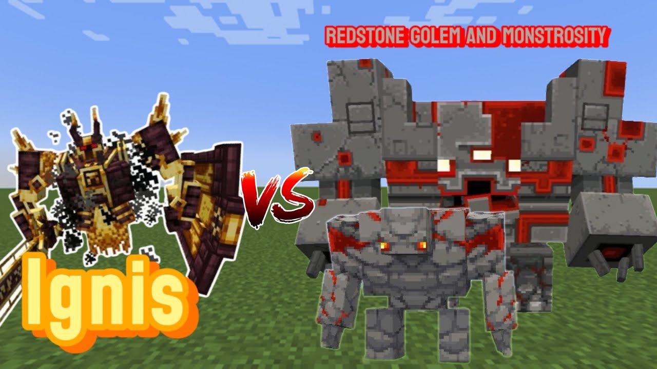 (Chinese Ignis Addon) Ignis Vs Redstone Golem and Monstrosity ...